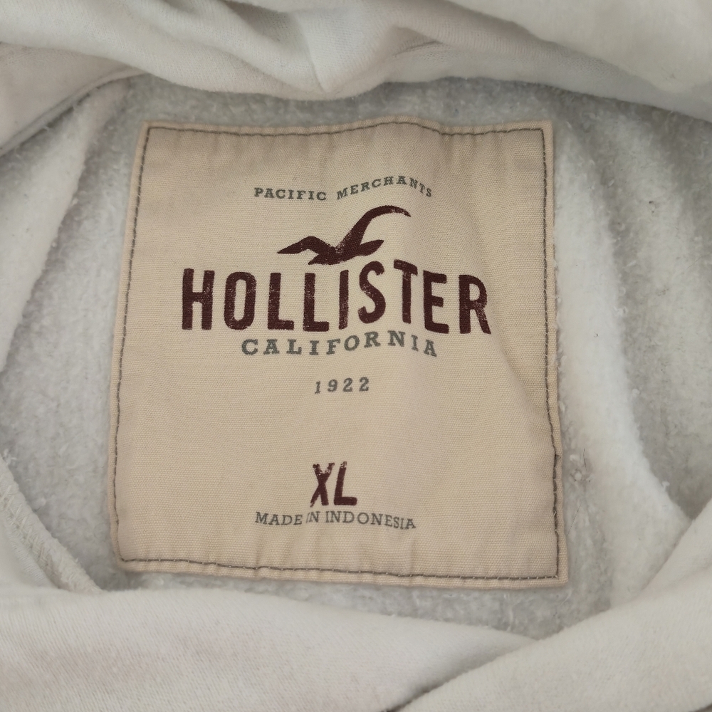 Hollister Size XL White Blue Graphic Seagull Sleeve Logo Pullover Hoodie Y2K - Picture 8 of 11